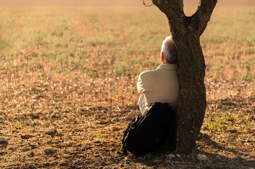 man-solitude-tree-leaning-resting
