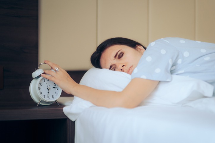 Tired Exhausted Young Woman Looking Waking up Early