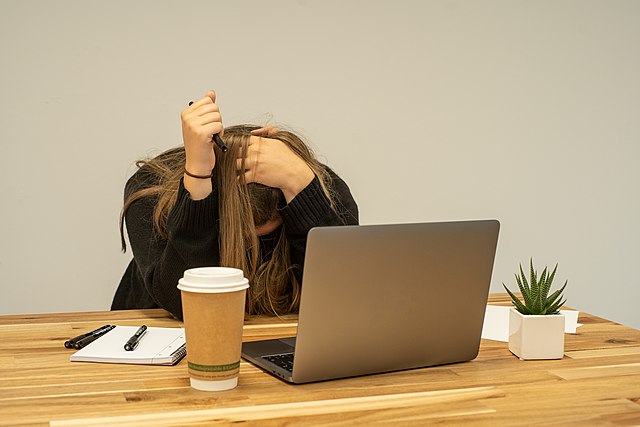 woman stressed at work