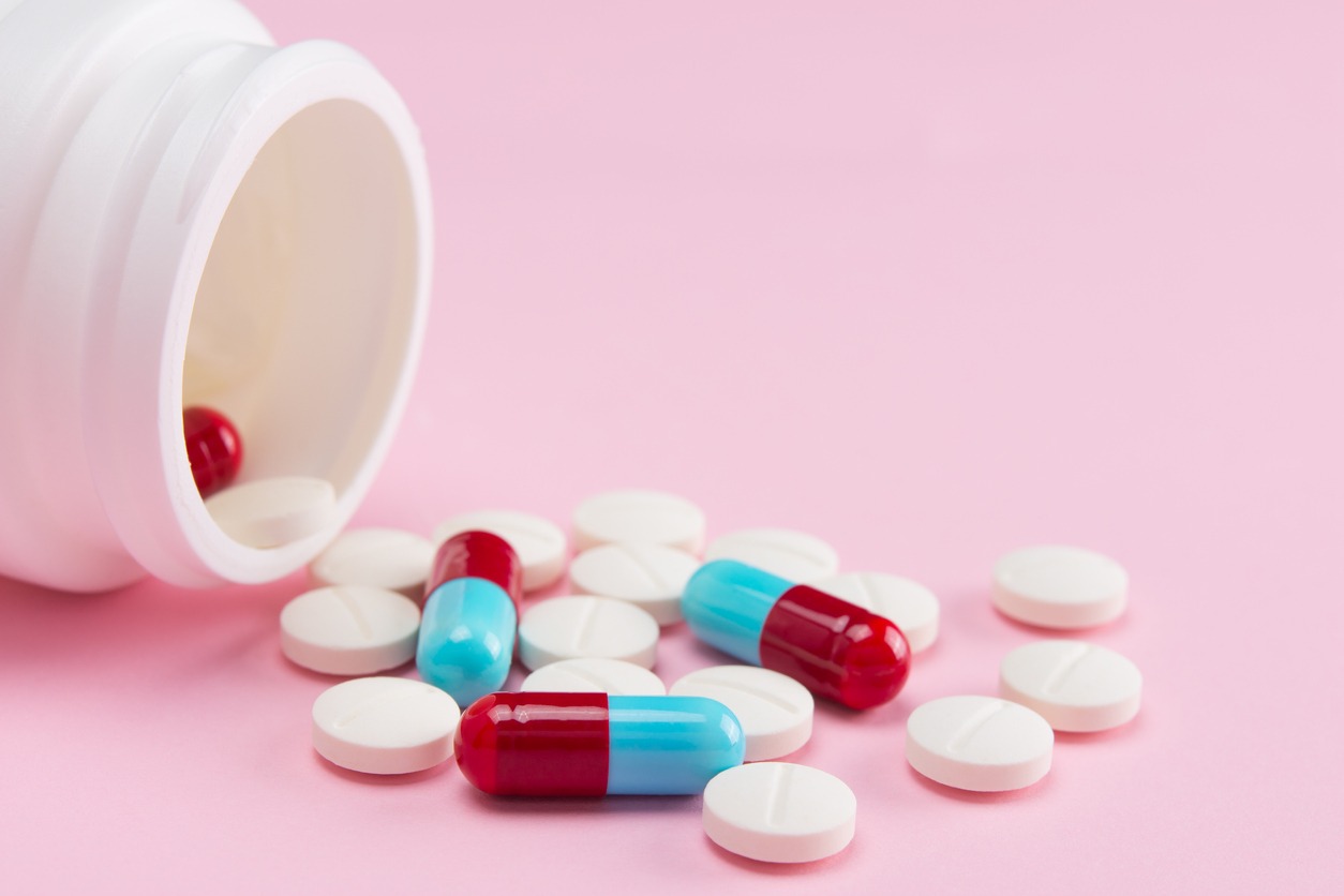 pills from a medicine bottle