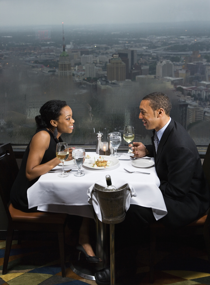 couple having dinner at the Tower of the Americas in San Antonio, Texas