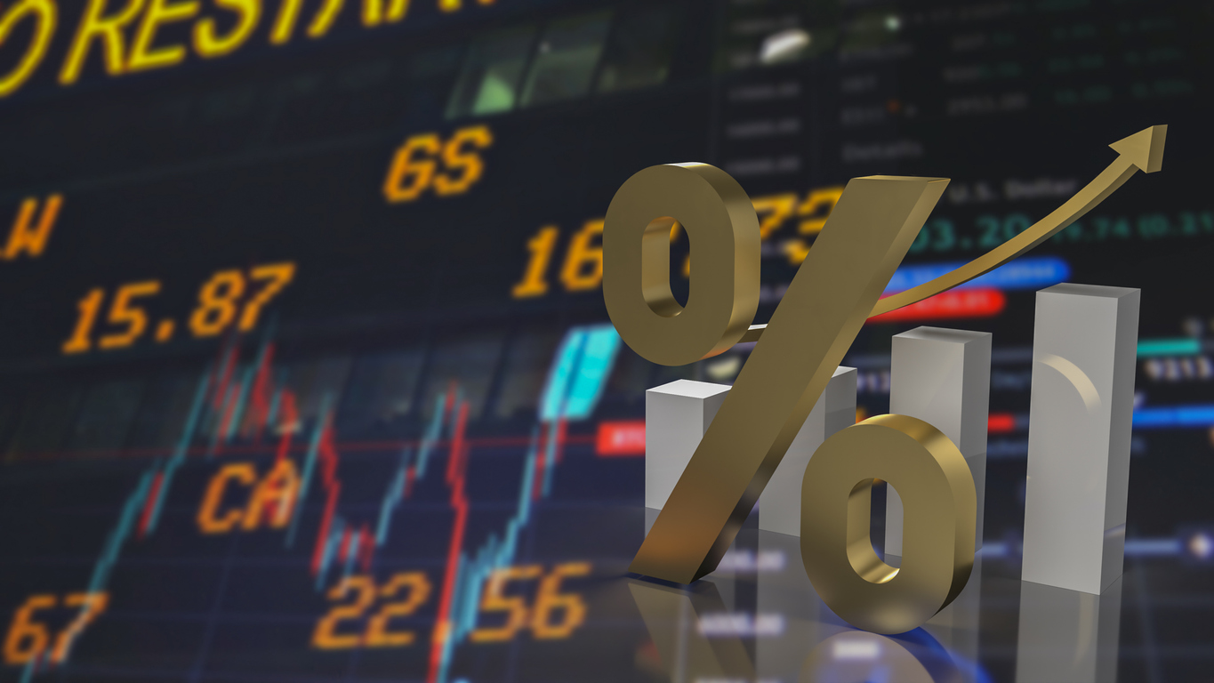 percent symbol for interest rate or tax concept 3d rendering