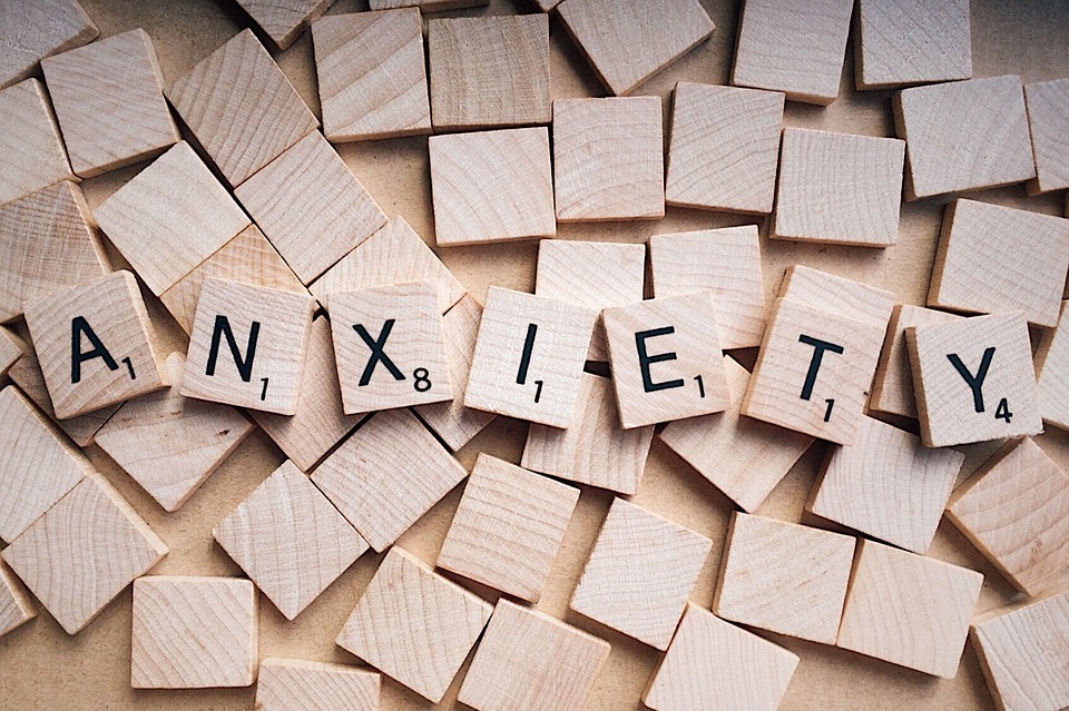 Anxiety written by wooden alphabet blocks
