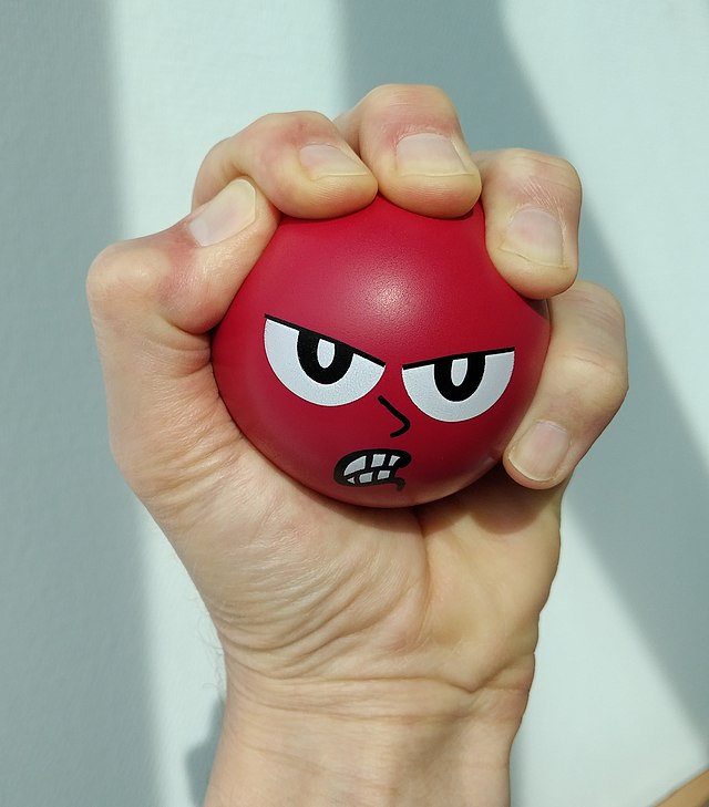 a stress ball to reduce stress and muscle tension or to train the muscles of the hand